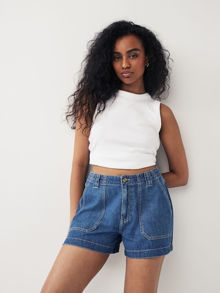 Mid Blue Cargo Utility Lightweight Denim Hourglass Shorts (N31739) | €8