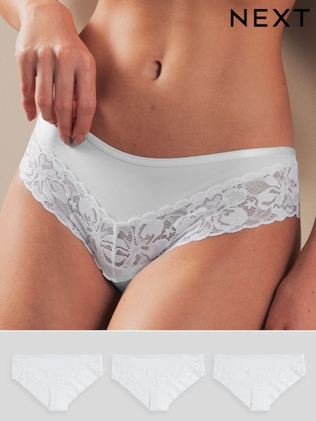 Белый - Floral Lace Knickers 3 Pack (N31815) | €19