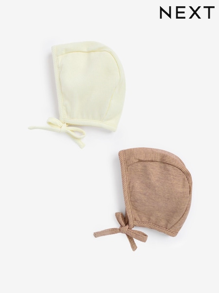 Cream / Nevtralno - 2 Pack Jersey Baby Bonnets (0-6mths) (N31828) | € 7