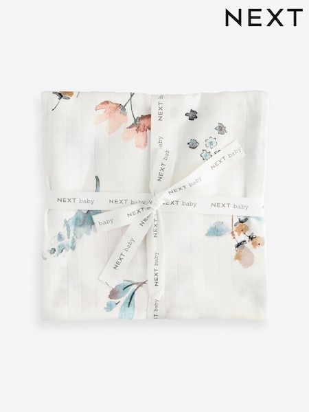 Cream Floral Baby Extra Large 100% Cotton Multipurpose Muslin (N31838) | AED28