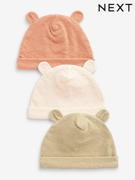 Grün/Orange - Bear Ear Beanie Baby Hats 3 Pack (0-18mths) (N31846) | 4 €