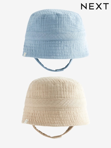 Brown/Blue Baby Bucket Hats 2 Pack (0mths-2yrs) (N31850) | €8
