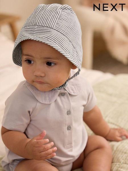 Blue Stripe Baby Bonnet (0-12mths) (N31853) | AED7