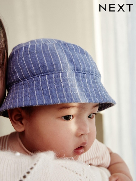 Blue Denim Stripe Baby Bucket Hat (0mths-2yrs) (N31856) | AED21
