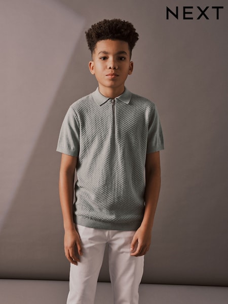 Minerali - 100% Cotton Short Sleeved Bubble Texture Polo Shirt (3-16yrs) (N31925) | € 10 - € 14