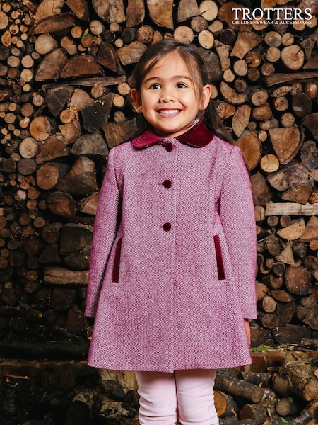 Trotters London Pink Herringbone Matilda Swing Coat (N31970) | €89 - €95