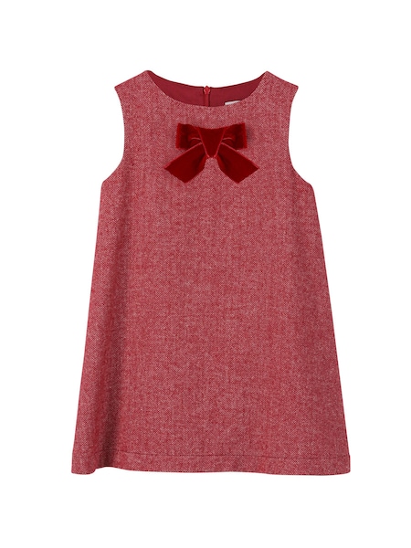 Trotters London Red Herringbone Georgina Bow Dress (N32055) | €39 - €43