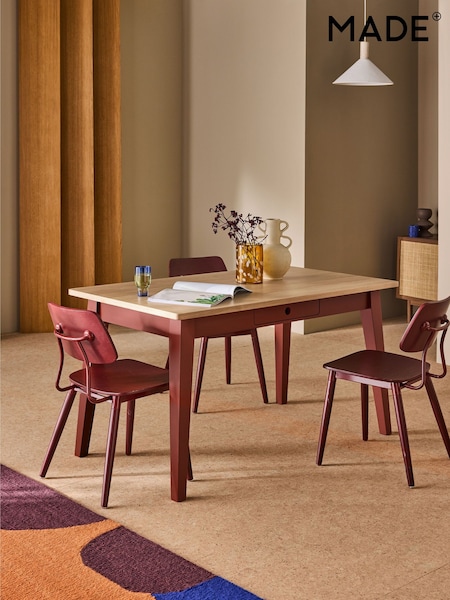 MADE.COM Oak and Terracotta Ralph Compact Dining Table (N32135) | €631