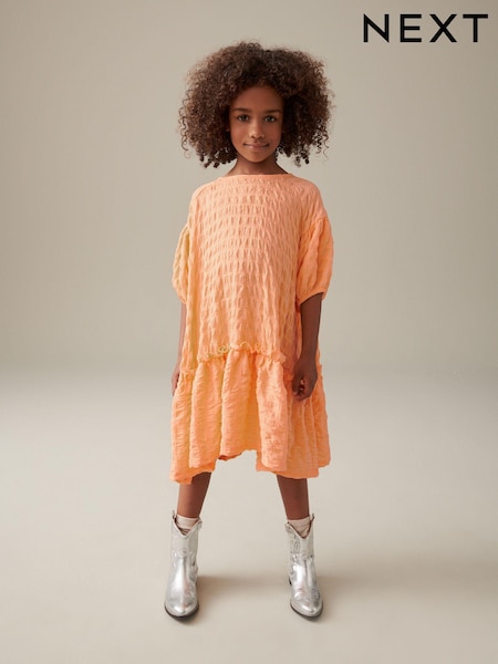 Apricot Orange 3D Texture Dress (3-16yrs) (N32147) | €15 - €19