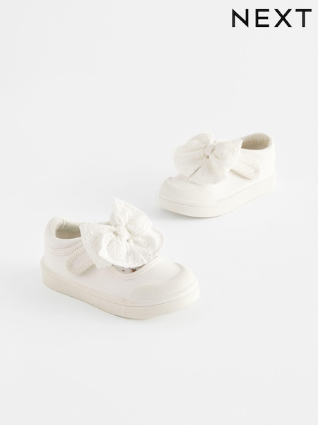 White Standard Fit (F) Machine Washable Mary Jane Shoes (N32355) | €7.50 - €8.50