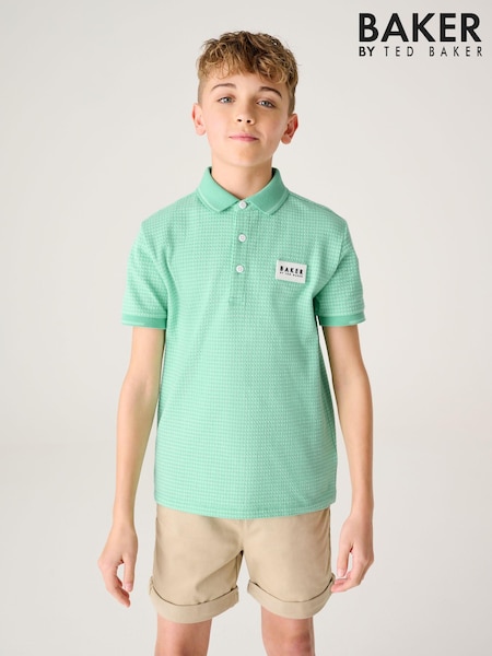 Baker by Ted Baker Green Textured Polo Shirt (N32400) | 13 € - 17 €