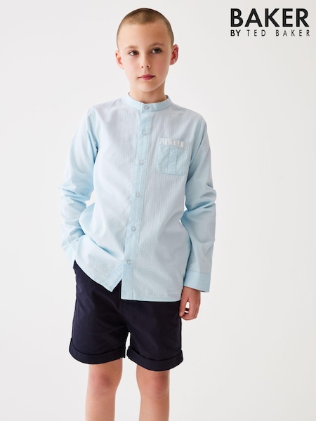 Baker by Ted Baker Blue Dobby Grandad Shirt (N32405) | 41 zł - 47 zł