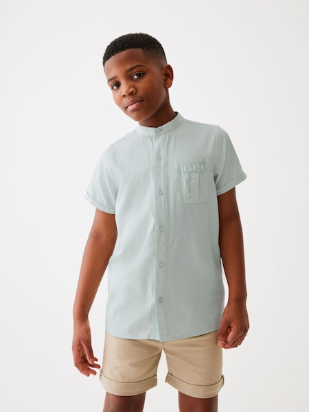 Baker by Ted Baker Green Grandad 100% Cotton Shirt (N32406) | 13 € - 17 €