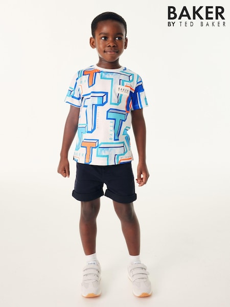 Weiß - Baker by Ted Baker T-Shirt mit Grafik 100% Baumwolle (N32415) | 12 € - 17 €