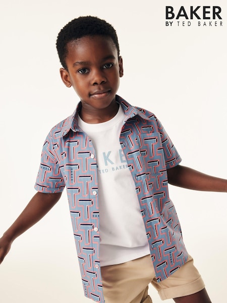 Baker by Ted Baker Blue T-Shirt and Shirt 100% Cotton Set (N32420) | 21 € - 26 €