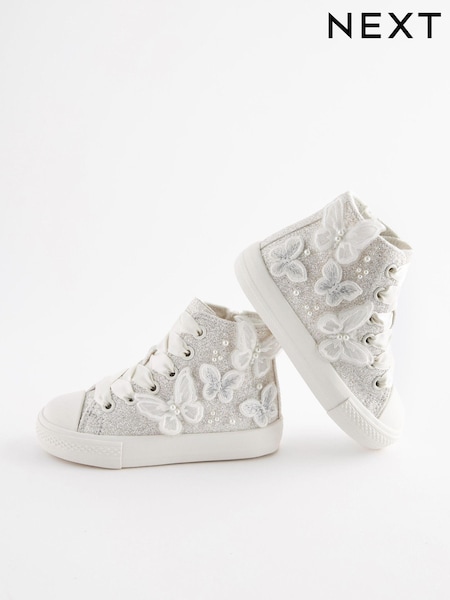 White Glitter Bridesmaid High Top Trainers (N32494) | €13.50 - €15.50