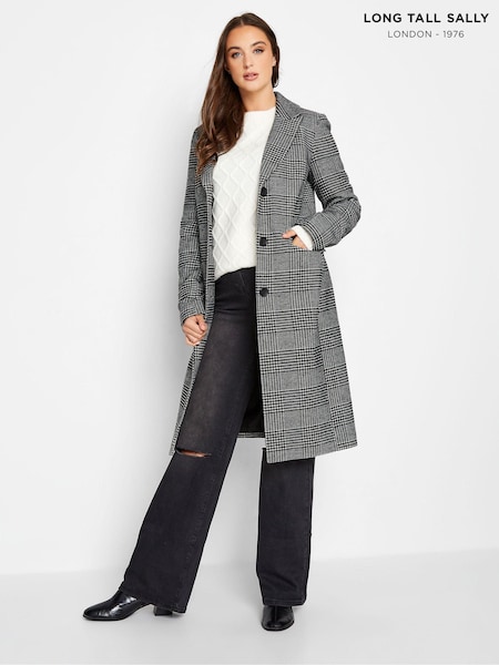 Long Tall Sally Black Check Midi Formal Coat (N32522) | €54