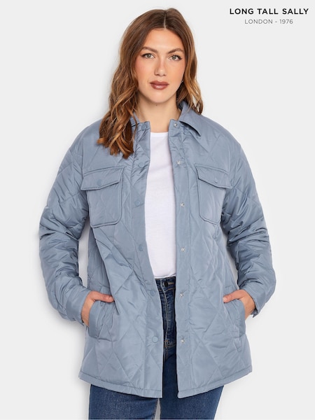 Albastru - Jachetă tip cămașă matlasată ușoară cu model romburi Long Tall Sally (N32552) | 229 LEI
