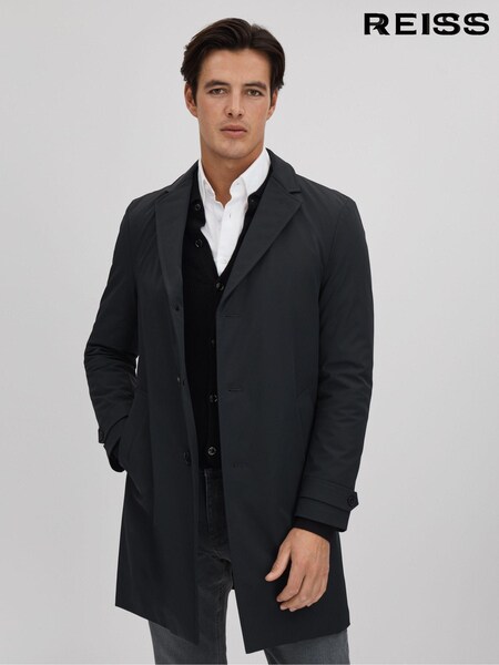 Reiss Navy Capital Single Breasted Mid Length Coat (N32608) | €432
