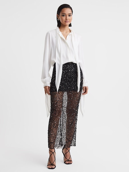 Anna Quan Embellished Netted Midi Skirt (N32614) | ‏3,948‏₪