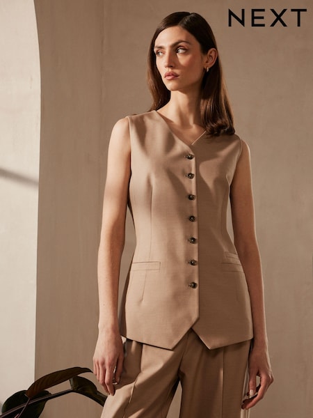 Mink Brown Premium Longline Tailored Waistcoat (N32685) | €15