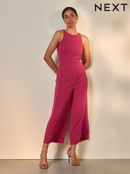 Pink Sleeveless Wide Leg Crepe Jumpsuit (N32693) | €14