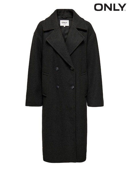 ONLY Black Double Breasted Button Up Smart Longline Coat (N32980) | €30