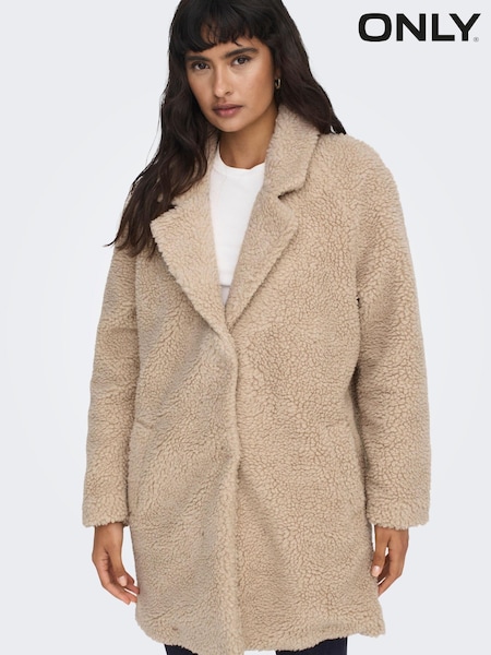 ONLY Cream Tailored Cosy Teddy Borg Coat (N32981) | €27
