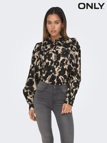 ONLY Blurred Floral Print Puff Long Sleeve Shirt (N32984) | 129 LEI