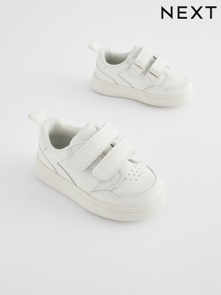 White Standard Fit (F) Baby Touch Fastening Leather First Walker Shoes (N33095) | €45