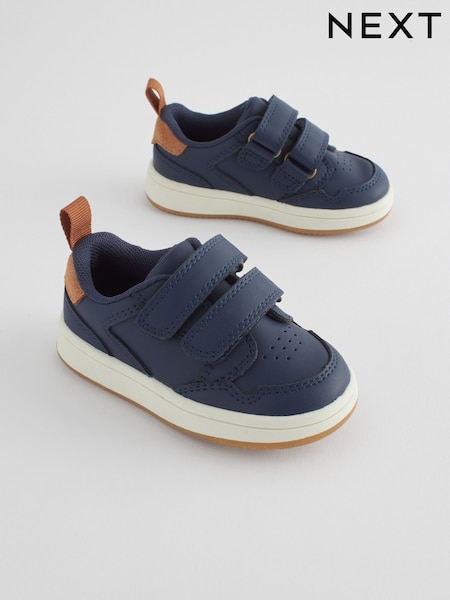 Navy Standard Fit (F) Baby Touch Fastening Leather First Walker Shoes (N33096) | €41