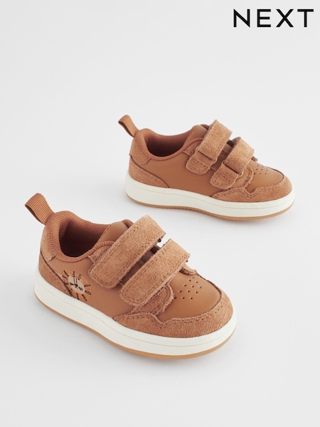 Tan Brown Wide Fit (G) Baby Touch Fastening Leather First Walker Shoes (N33101) | KRW70,400