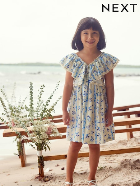 Blue Floral Printed Ruffle Dress (3-16yrs) (N33130) | €13 - €17