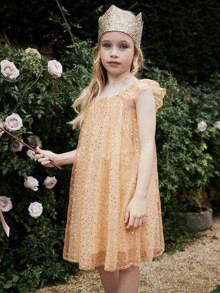 Gold Sequin Tulle Party Dress (3-16yrs) (N33151) | AED34 - AED43