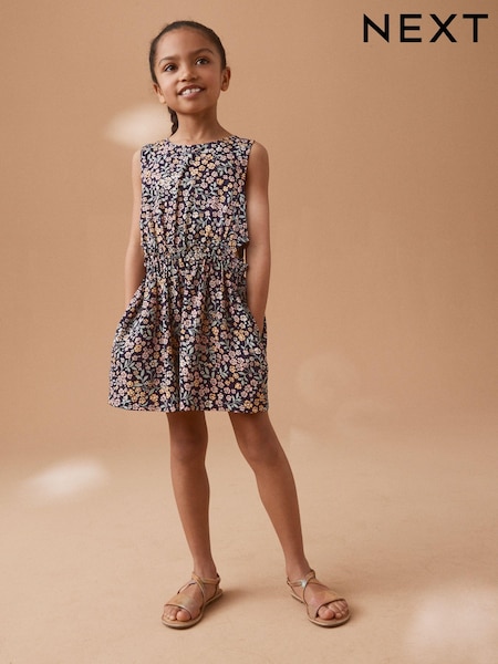 Schwarz/Blumenmuster - Cut-Out Detail Playsuit (3-16yrs) (N33164) | 11 € - 16 €