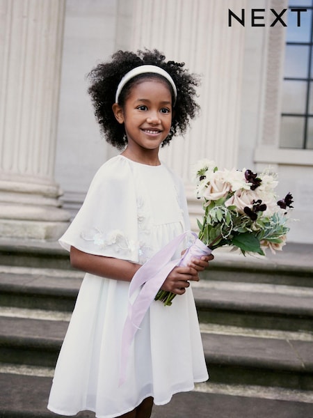Ivory Cream Beaded Cape Dress (3-12yrs) (N33262) | € 12 - € 14