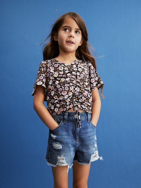 Black Ditsy Ruched Blouse (3-16yrs) (N33292) | €6 - €9