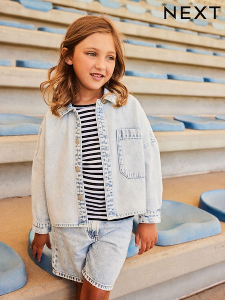 Pale Blue Boxy Denim Shacket (3-16yrs) (N33296) | €9 - €12.50