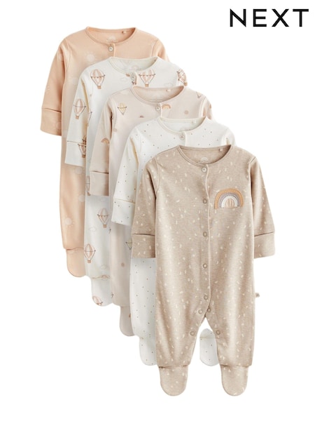 Neutrale Farbe - Baby 100% Cotton Sleepsuits 5 Pack (0mths-2yrs) (N33348) | 30 € - 32 €