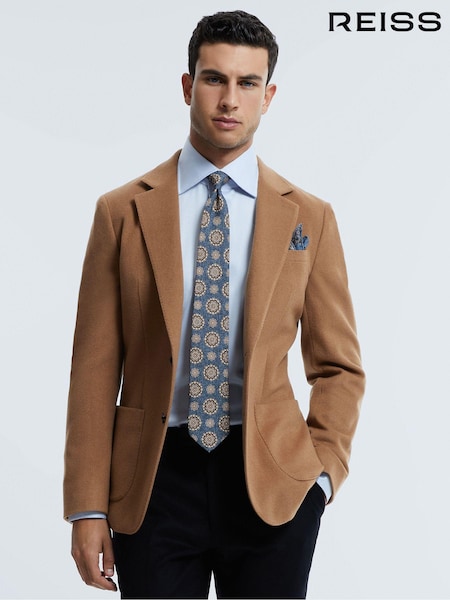 Reiss Camel Naples Atelier Cashmere Slim Fit Single Breasted Blazer (N33402) | AED4,065