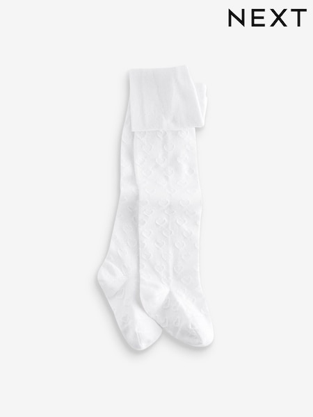 Blanc - Cotton Rich Textured Heart Tights (N33547) | 6 € - 7 €