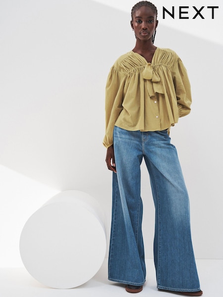 دنيم أزرق داكن - 100% Cotton Palazzo Wide Leg Jeans (N33615) | ‏102 د.إ.‏