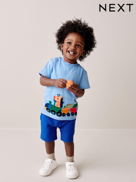 Blue/Navy 100% Cotton T-Shirt And Shorts Set (3mths-7yrs) (N33651) | €7.50 - €10