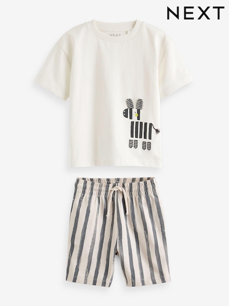 črna/bela - 100% Cotton T-Shirt And Shorts Set (3mths-7yrs) (N33655) | € 10 - € 14