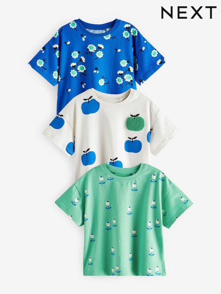Blue Apple Short Sleeve T-Shirts 3 Pack (3mths-7yrs) (N33659) | €9 - €12