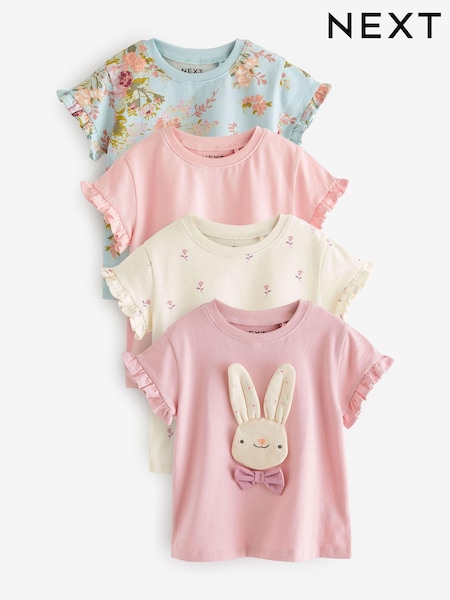 rožnata - Bunny 100% Cotton T-Shirts 4 Pack (3mths-7yrs) (N33667) | € 17 - € 21