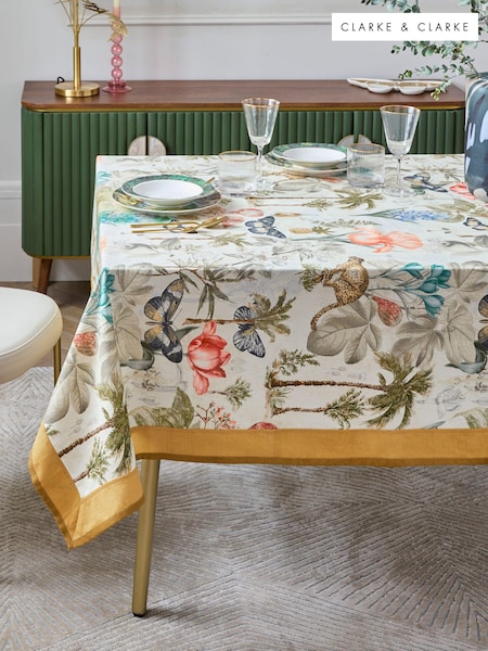 Clarke & Clarke Tropical Green/Natural Florence 100% Cotton Table Cloth (N33680) | €74 - €95