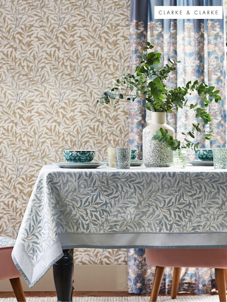 Clarke and Clarke Mineral Grey William Morris Designs Willow Boughs 100% Cotton Table Cloth (N33682) | €74 - €95