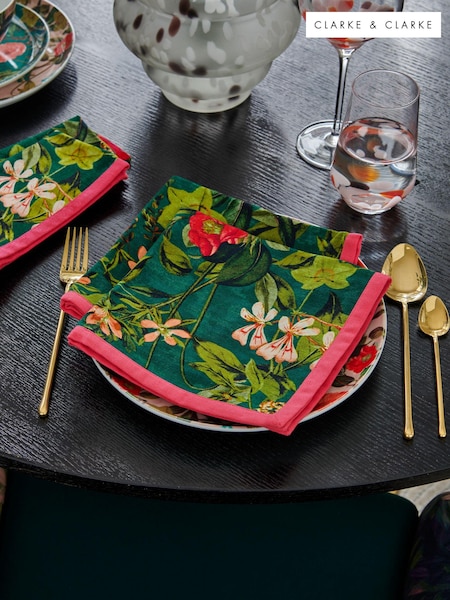 Clarke & Clarke Kingfisher Teal Blue Passiflora Set of 4 Napkins (N33720) | €32