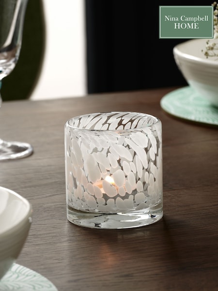 Nina Campbell White Confetti Glass Tea Light Candle Holder (N33727) | €16